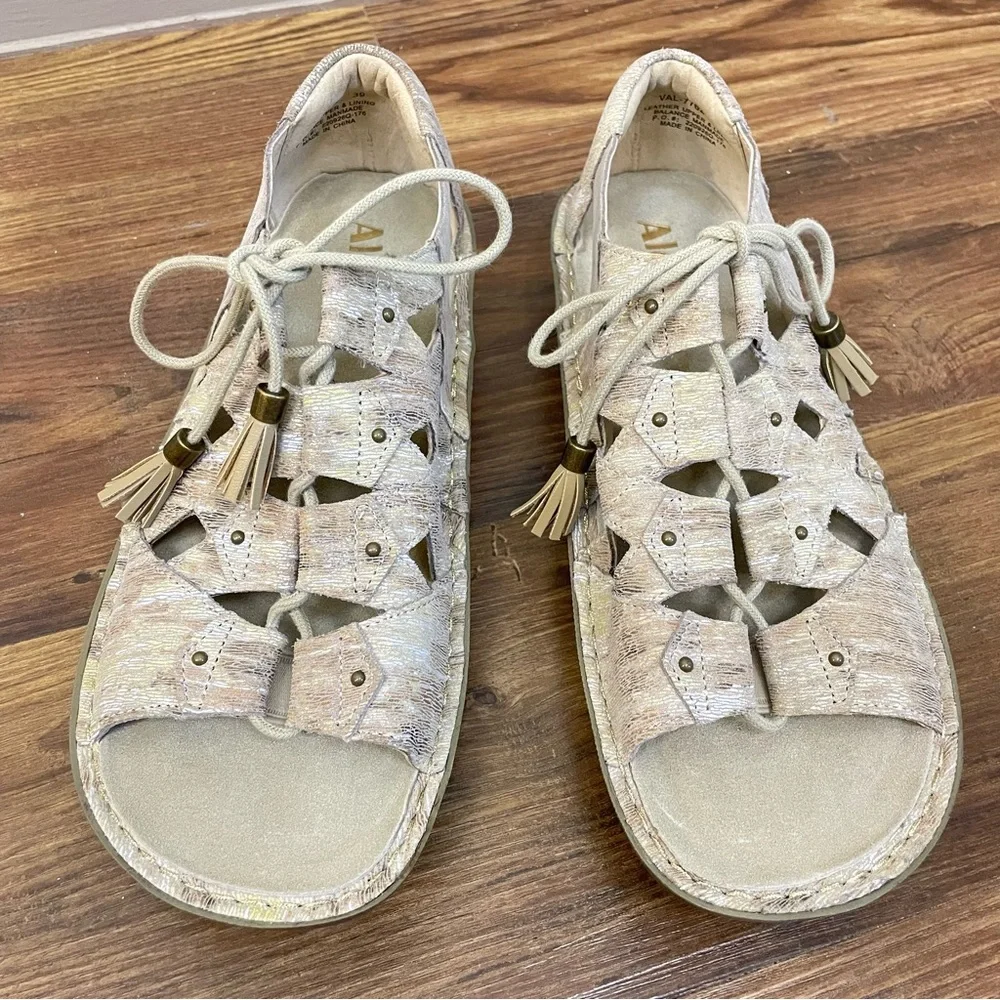 Alegría Sand Valerie Gladiator Lace Up Leather Sandals Size 39/9 - Picture 4 of 12